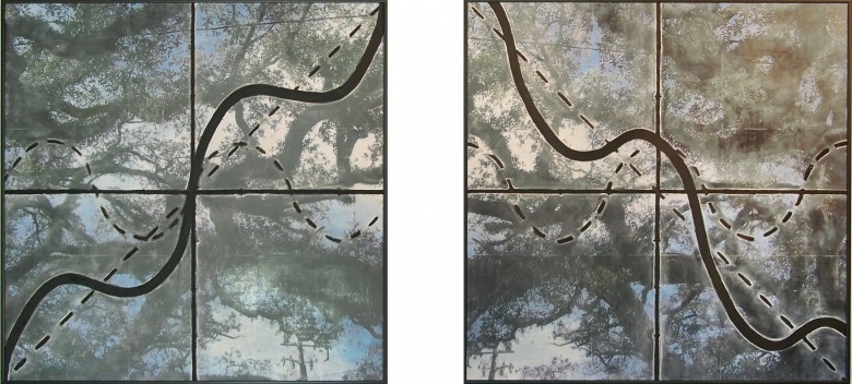 Sarah Brewer: “Live Oaks: y=sinx+x and y=cosx-x”, 2010