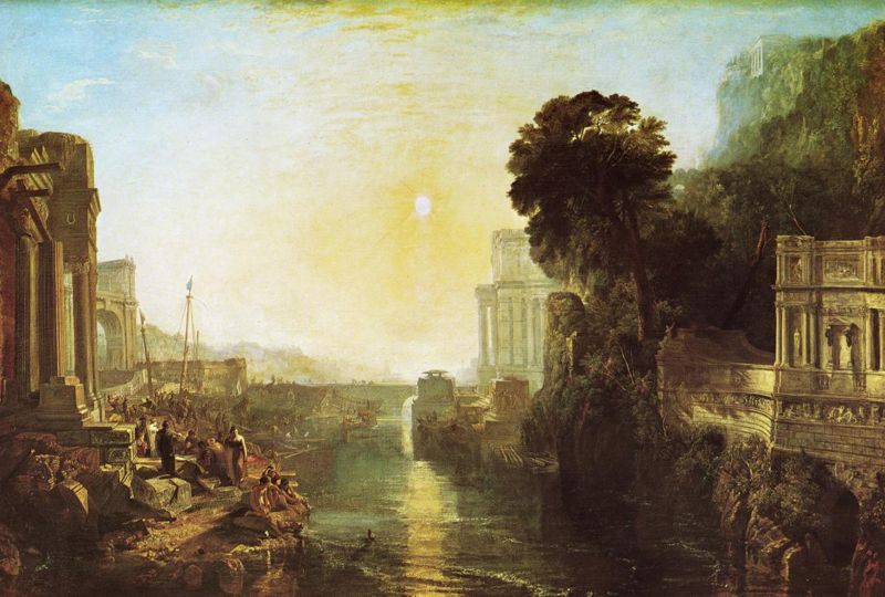 Turner: Dido funda Cartago (Dido building Carthage) o El nacimiento del Imperio Cartaginés (The Rise of the Carthaginian Empire, 1815). National Gallery.