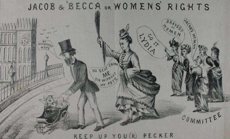 Jacob Bright (1821-1899), defensor del sufragio femenino y Lydia Becker. 