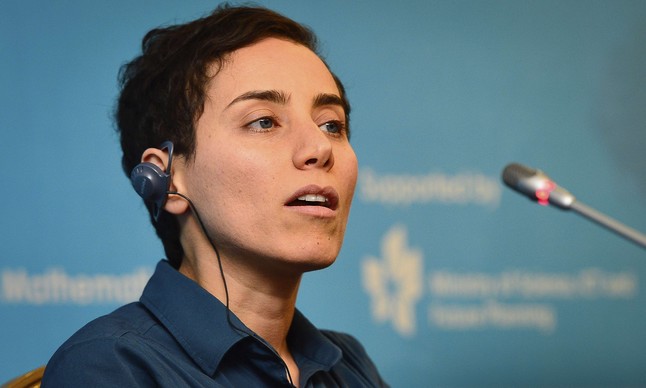 Iranian mathematician Maryam Mirzakhani speaks during a news conference after the awards ceremony at the International Congress of Mathematicians 2014, in Seoul