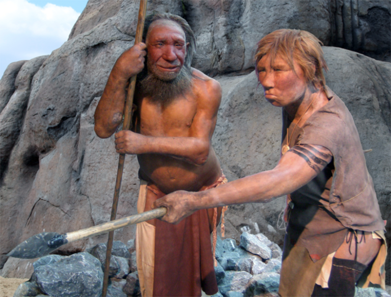 788px-Neandertal_adam_ve_kadın_modeli,_Almanya